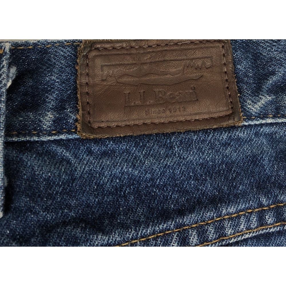 LL Bean Double L Relaxed Fit Flannel Lined Jeans Mens 40x32 Dark Wash Denim Blue - Picture 7 of 9